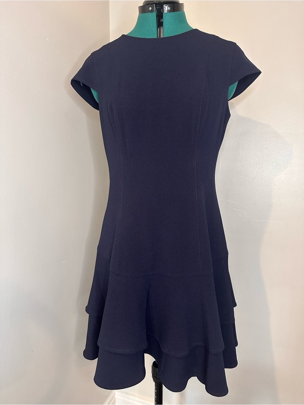 Eliza J Navy tailored Short-Sleeve Fit & Flare Midi Dress